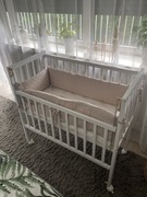 Mini łóżeczko niemowlęce dostawne 90x40 + materac i kołeczka
