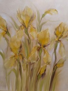 Obraz olejny na płótnie martwa natura. Irysy. M. Bobrowska. 