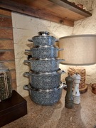 Garnki marmurkowe 5szt czarne i szare