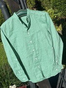 2 Koszula chłopięca 12 - 13 lat H&M len bawełna stójka jasna zieleń