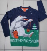CROPP SWETER CIEPŁY ZIMOWY BIAŁY NIEDŹWIEDŹ REGULAR FIT S 