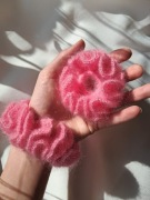 2 moherowo-jedwabne Scrunchies dla mamy i córki, ozdobna gumka do włosów 