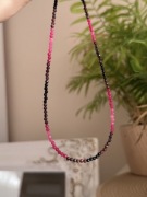 Granat czarny turmalin ombre krótki choker naszyjnik handmade z kamieni