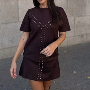 M 38 Zara krótka sukienka ze sztucznego zamszu z ćwiekami cekinami