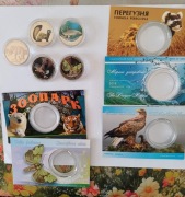 Zestaw 5 monet Ukraina 2 hrywny Przyroda ZOO foldery blistry NBU