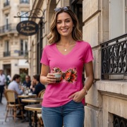 Damski T-shirt V-neck Motyl (Różne kolory)