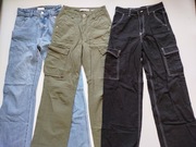 Spodnie dżinsy dziewczęce bojówki Bershka H&M 34