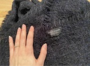 Zara szal szalik duży koc granat błyszcząca nitka