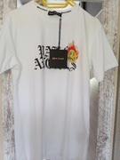 T-shert biały z nadrukiem i cekinami rozmiar L firmy palm angels