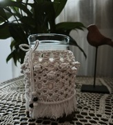 Sweterek, lampion makrama,  otulacz do świecy 