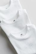 H&M Nowy zestaw 3 x body na krótki rękaw, chmurki, prążkowane r. 74 6-9 m