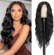 BUPPLER Długa czarna peruka 71cm syntetyczna