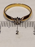 PIERŚCIONEK ZŁOTY VINTAGE 585 DIAMENT 0.15 ct / 1.58 g R. 11,średnica 16 mm