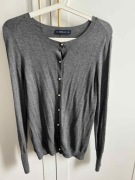 Sweter damski Klasyczny Kardigan z perełkami ZARA szary r. 36 S
