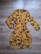 Śliczna jesienna musztardowa sukienka z długim rękawem 40