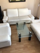 Komplet wypoczynkowy 3+2+1 oraz szklana ława