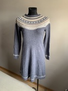 Sukienka wełniana z alpaka wzór islandzki scandi S M 38 wełna alpaka