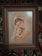 Obraz Matka Boska z dzieciątkiem wymiary 50x40 stan bdb