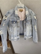 Kate Paris kurtka katana dżinsówka jeansówka z dziurami S M 36 38