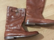 Brązowe camelowe botki skórzane Camper 40