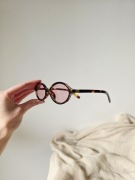 Okrągłe okulary przeciwsłoneczne panterka retro tortoise okrągłe lata 90 