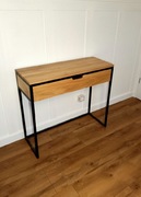 Dębowa konsola toaletka loft z szufladą 