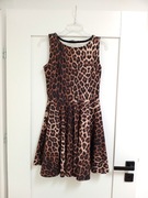 panterkowa rozkloszowana sukienka w panterke 38M panterkowa krotka