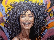 Duży obraz olejny malowany ręcznie na płótnie 80x60 - JOY