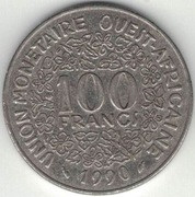 Afryka Zachodnia (BCEAO) 100 franków 1990 - 26 mm - nr 1