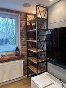 Regał na książki, Regał Metalowy Loft, dębowe półki
