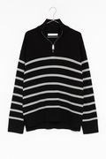 Czarno biały sweter w paski Zara z golfem rozmiar xs