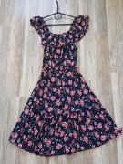 Lekka Sukienka Hiszpanka w Kwiaty – 100% Wiskoza – Made in Italy