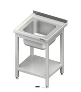 Stół Ze Zlewem 1-kom. Z Półką 600x600x850mm STALGAST NOWY Stal nierdzewna