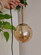 Lampy wiszące x2 kula bursztynowa złota