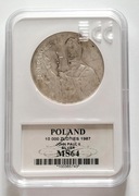10 000zł Papież Jan Paweł II 1987r. srebrna moneta MS64 (64)