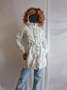 Kurtka Parka Zimowa Ocieplana z Kapturem Biała L 40 Alnwick Gruba