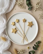 Ozdoby na tort z masy cukrowej gwiazdki złote topper chrzest urodziny