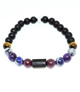 BRANSOLETKA KAMIEŃ SUROWY TURMALIN ZNAK STRZELEC LAPIS AMETYST NA WYMIAR 