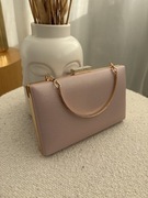 Pudrowy róż torebka damska ze skóry eko elegancka wieczorowa kopertówka