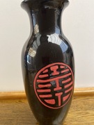 wazon chiński SEK WAN z początku 20 wieku. czarna ceramika z czerwonym