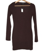 Sukienka czekoladowa długi rękaw PrettyLittleThing rozmiar XS 32 NOWA