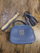 Kuferek Torebka Massimo Contti Skóra naturalna,rączka,dżety, 2zamki-KOBALT 