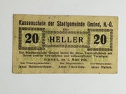 Sprzedam banknot Austria Notgeld 20 Heller 1920r. Gmund  stan db.
