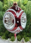 Bombka szklana Owal fi100mm 4 reflektory ręcznie dmuchana i dekorowana Wz48