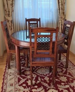 Stół krzesła komplet lite drewno stal szkło