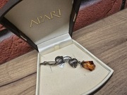 Apart broszka z różą srebrna 925 z bursztynem vintage stara