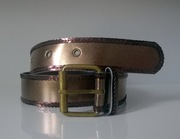 Pasek ciemno brązowy z  brązowymi cekinami