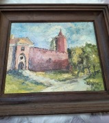 Obraz olejny Zamek w Łęczycy sygn. Czyndza styl impresjonistyczny