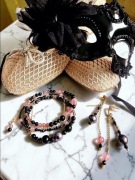 Piękny zestaw bransoletek i kolczyki turmalin, kwarc, obsydian