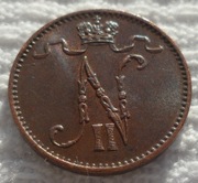 Wielkie Księstwo Finlandii Mikołaj II Romanow 1 penni 1909 KM# 13 Ładna